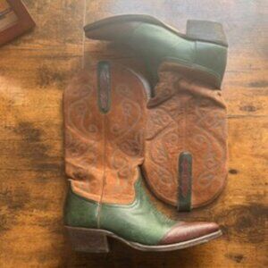 Nine West Leather Evie Cap Toe Cowboy Boots